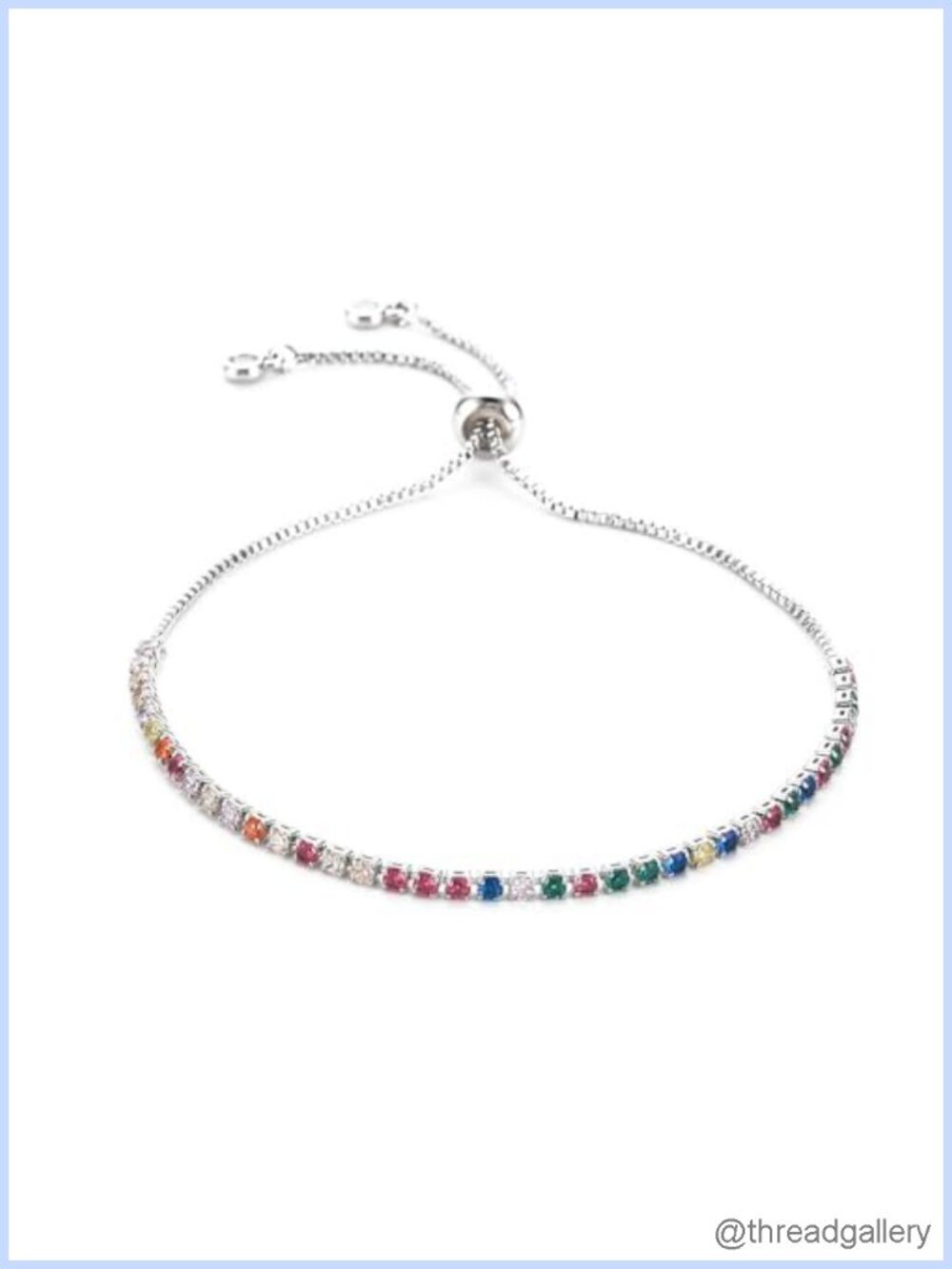 Adjustable Cubic Zirconia Tennis Bracelet Gold Plated Thin Dainty Brass Slider